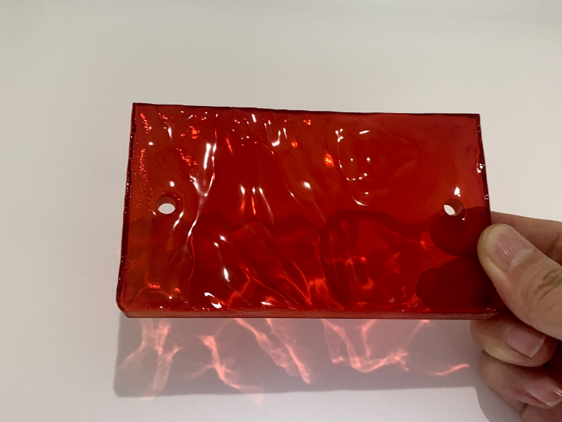 玻璃片- 紅色波紋玻璃片